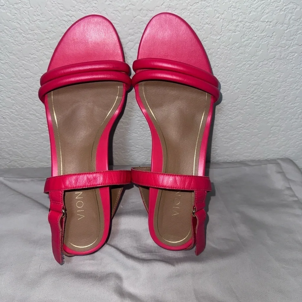 VIONIC Emmy Women's Size 9/EU 41 Coral Pink Orthotic Slingback 3" Wedge Sandals - Picture 4 of 11
